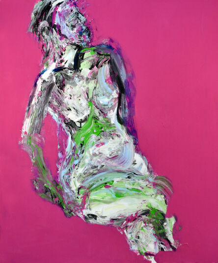 Haleh Mashian, ‘"Magenta 1" - Figurative Colorful Mixed Media Painting by Haleh Mashian’, 2020