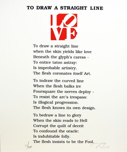 Robert Indiana, ‘To Draw A Straight Line Poem, Book of Love’, 1996