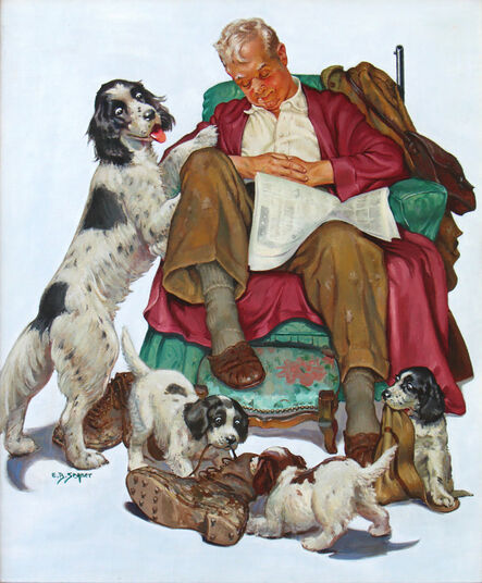 Ellen Barbara Segner, ‘Napping with his Dogs’, 1900-2000