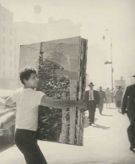 John Cohen, ‘Alfred Leslie Carrying Painting on Fourth Avenue’, 1959