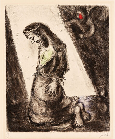 Marc Chagall, ‘Jeremiah in the Pit, plate 102, from The Bible Series (see C. bks 30)’, 1958