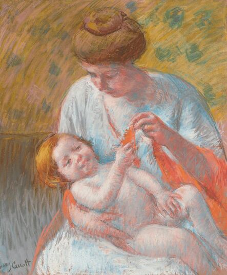Mary Cassatt, ‘Baby Lying on his Mother’s Lap, Reaching to Hold a Scarf’, ca. 1914