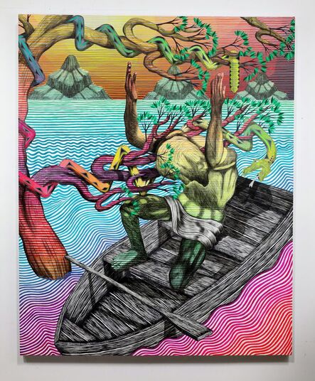 Andrew Schoultz, ‘Sun Workshipper at Sea ( Entangled in Nature)’, 2023