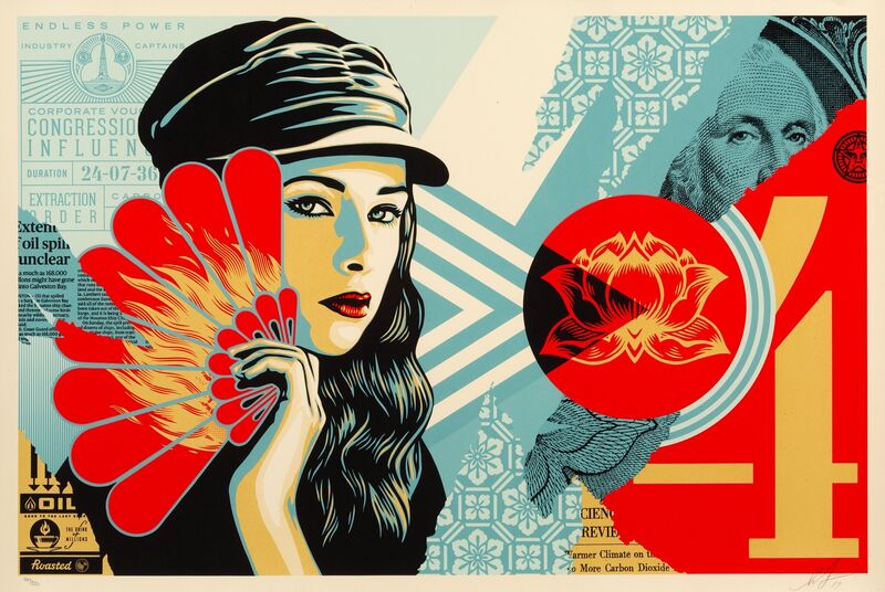 Shepard Fairey, ‘Fan the Flames’, 2019, Print, Screenprint in colors on speckled cream paper, Heritage Auctions