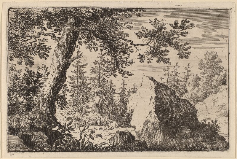 Allart van Everdingen, ‘Boulder in the Woods’, probably c. 1645/1656, Print, Etching with engraving and drypoint, National Gallery of Art, Washington, D.C.