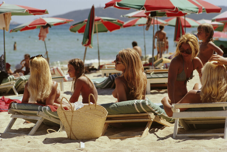 Slim Aarons, ‘Saint-Tropez Beach’, 1971, Photography, C print, IFAC Arts
