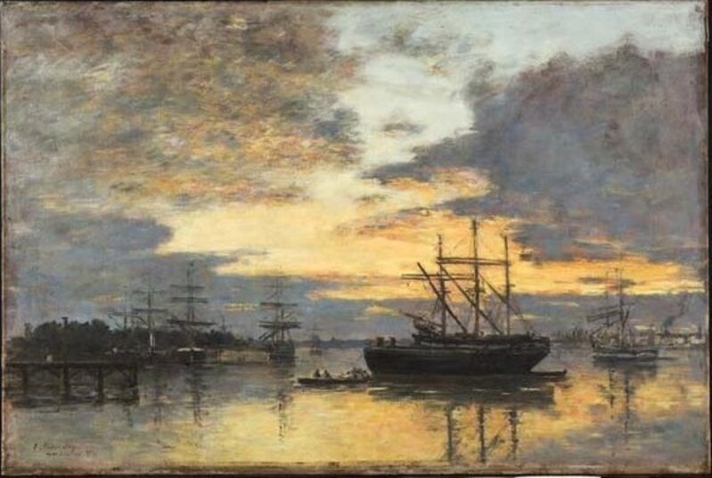 Eugène Boudin, ‘Bordeaux, In the Harbor’, 1880, Painting, Oil on canvas, Davis Museum