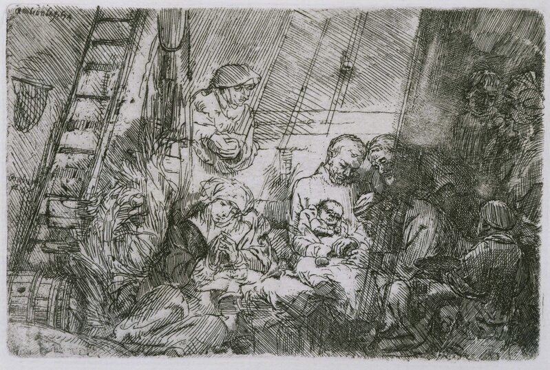 Rembrandt van Rijn and Studio of Rembrandt van Rijn, ‘The Circumcision in the Stable’, 1654, Print, Etching on paper, Phillips Collection