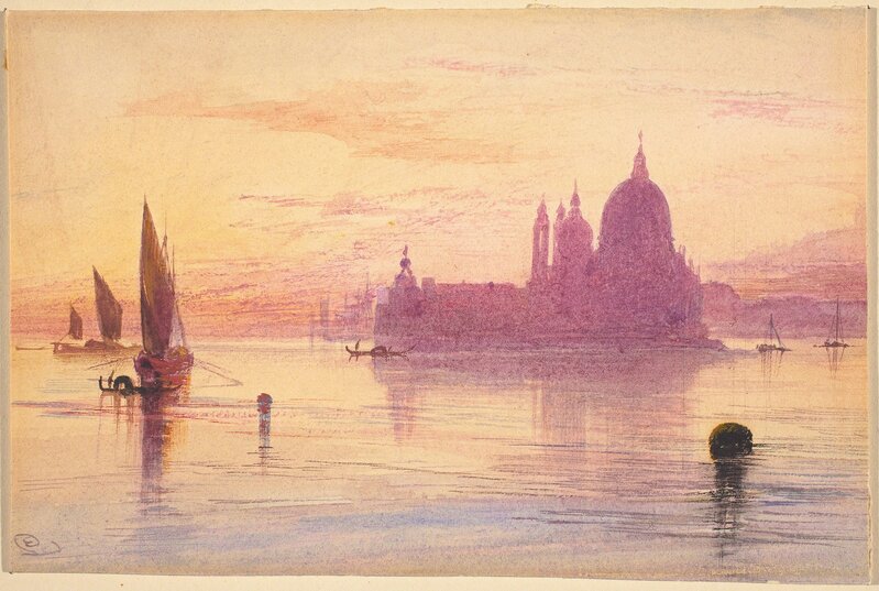 Edward Lear, ‘Venetian Fantasy with Santa Maria della Salute and the Dogana on an Island’, Drawing, Collage or other Work on Paper, Watercolor and gouache over graphite on wove paper, National Gallery of Art, Washington, D.C.