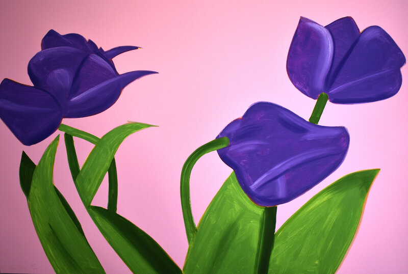 Alex Katz, ‘Purple Tulips I, from: Flowers Portfolio’, 2021, Print, Original Hand Signed and Numbered Archival Pigment Print on Innova Etching Cotton Rich Wove Paper, Gilden's Art Gallery