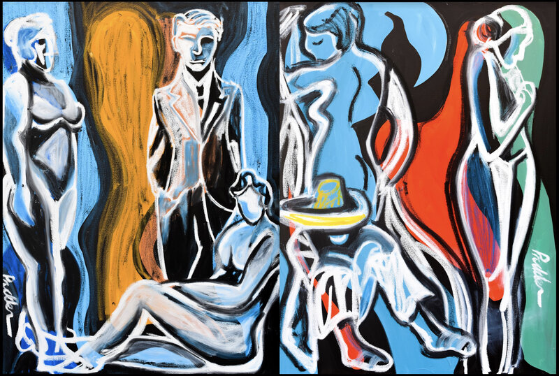 Samuel Prudden, ‘Broken Man with his Muses ’, 2019, Painting, Oil on Canvas, Cha Cha Gallery