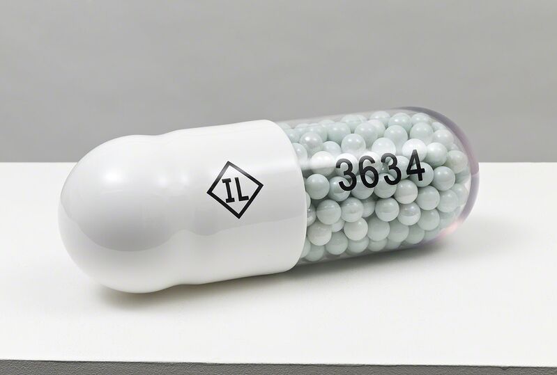 Damien Hirst, ‘Theophylline Extended Release IL 3634’, 2014, Sculpture, Polyurethane resin with ink pigment. PETG vacuum formed shell filled with white glass marbles. 2014. Edition of 30. Numbered, signed and dated in the cast., Paul Stolper Gallery