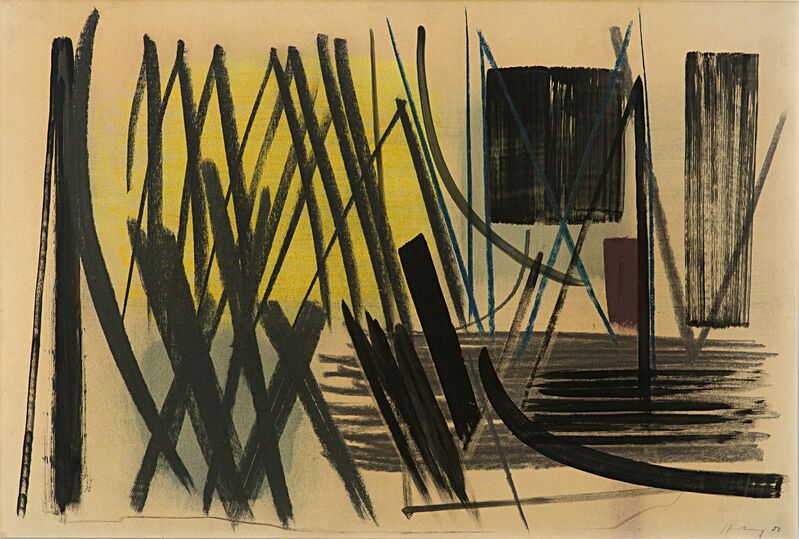 Hans Hartung, ‘Untitled’, 1952, Mixed Media, Oil and mixed media on paper laid on canvas, Il Ponte