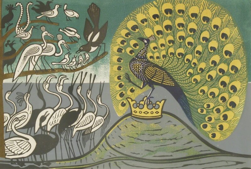Edward Bawden, ‘'AESOP'S FABLES: PEACOCK AND MAGPIE'’, Print, Linocut, Sworders