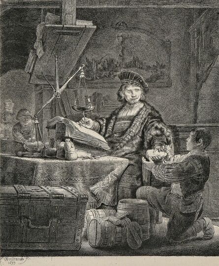 Rembrandt van Rijn, ‘Jan Uytenbogaert, The Goldweigher’, 1639-a 19th century impression