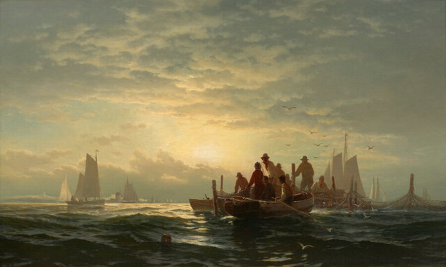 Lifting the Fish Pound, Orient Bay, Long Island, New York