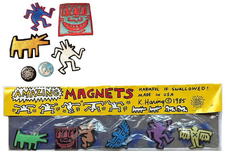 Keith Haring, ‘POP SHOP COLLECTION- Patches, Pins, and Puffy Magnets, 1980's, RARE’, 1980's, Ephemera or Merchandise, Plastic, cloth, VINCE fine arts/ephemera