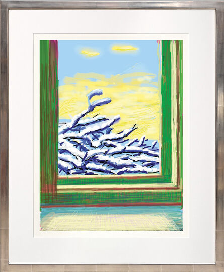 David Hockney, ‘My Window with iPad drawing No. 610, 23rd December 2010. [Snow Covered Boughs] ink-jet print.’, 2020