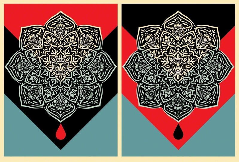 Shepard Fairey, ‘Blood And Oil Mandala Set’, 2017, Print, Screen Prints On Thick Speckle Tone Creme Paper, New Union Gallery