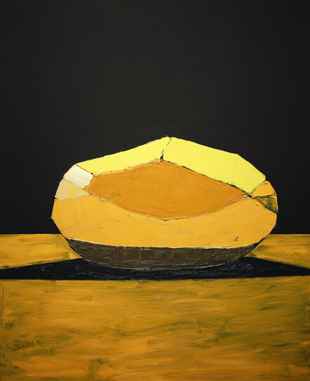Bruce McLean, ‘A Carefully Peeled Golden Wonder Against a Dark Background’, 2021