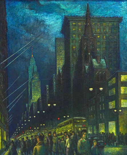 Ernest Fiene, ‘Winter Evening Fifth Avenue - Mid-Century’, 1952