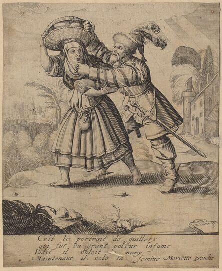 Abraham Bosse, ‘C'est le portrait de Guillery... (Robber Attacking a Woman)’, 1602 -1676