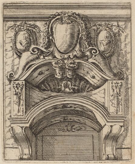 Carlo Antonio Buffagnotti, ‘Architectural Motif with Three Shields, Two with Figures’, ca. 1690
