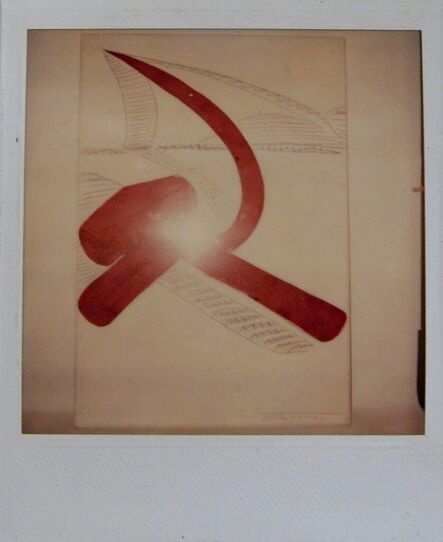 Andy Warhol, ‘Andy Warhol, Hammer and Sickle Painting Detail, Polaroid Photograph, 1977’, 1977