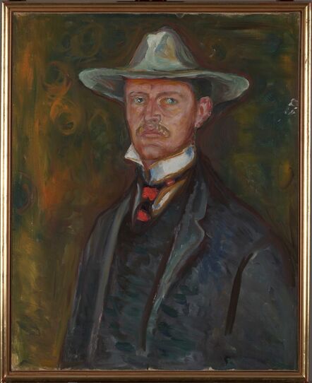 Edvard Munch, ‘Selvportrett med bredbremmet hat (Self-Portrait in Broad Brimmed Hat)’, 1905-1906
