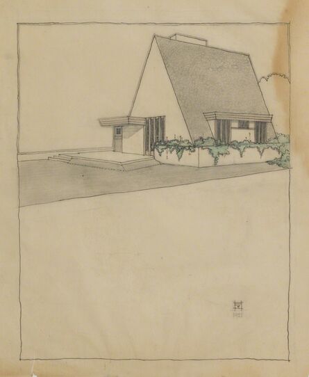 Rudolph Schindler, ‘Perspective Rendering, Residence for Mrs. Laura Davies, Los Angeles, CA’, 1912