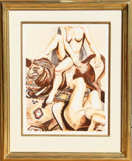 Philip Pearlstein, ‘Two Nude Women with Lion’, 1993