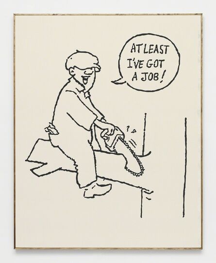 Brad Troemel, ‘AT LEAST I'VE GOT A JOB -- green cartoon from ELF archive (Proceeds support ELF, Greenpeace, Planned Parenthood) Support ETHICAL treatment (NUDE SERIES)’, 2014