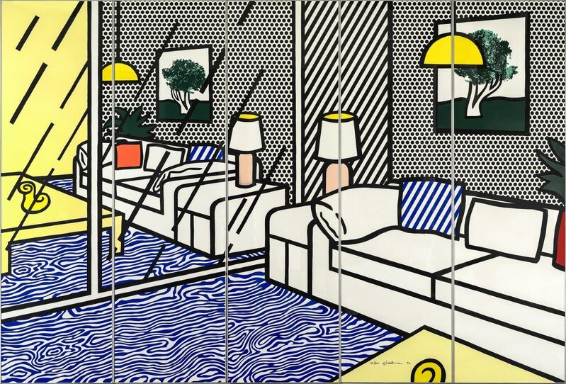 Roy Lichtenstein, ‘Wallpaper with Blue Floor Interior’, 1992, Print, Screenprint on paper (5 parts), Galerie Thomas