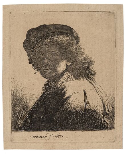 Rembrandt van Rijn, ‘Self-Portrait in a Cap and Scarf with the Face dark’, 1633