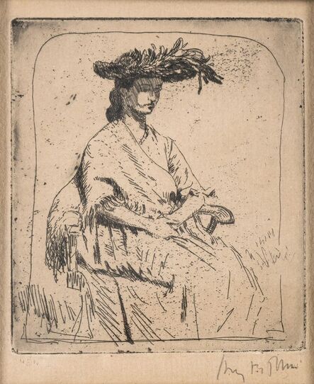 Augustus John, ‘Girl seated with a shawl (Campbell Dodgson 60)’, circa 1906
