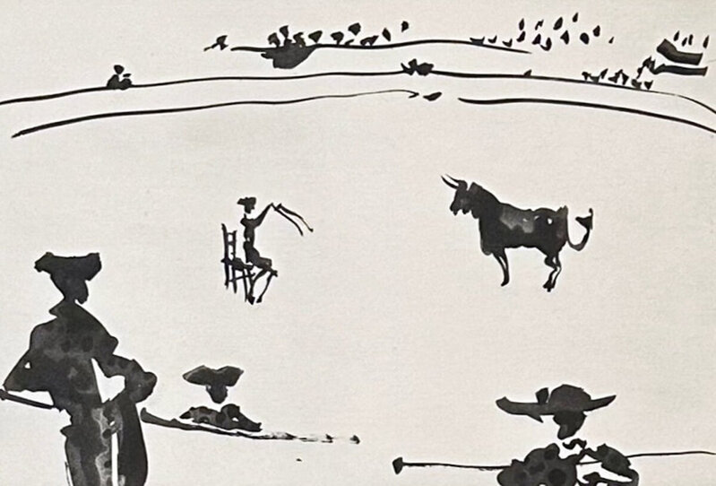 Pablo Picasso, ‘Citando al Toro a Banderillas Sentado en una Silla (Summoning a Bull with Flags while Seated in a Chair)’, 1959, Print, Aquatint, Georgetown Frame Shoppe