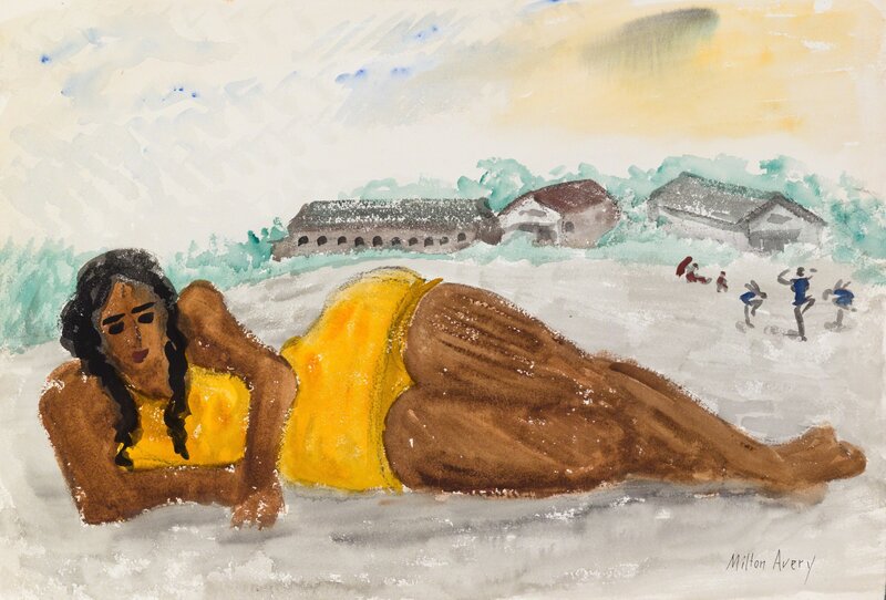 Milton Avery, ‘Untitled (Yellow Swimsuit)’, ca. 1930, Drawing, Collage or other Work on Paper, Watercolor on paper, Yares Art