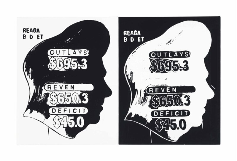 Andy Warhol, ‘Reagan Budget (Positive and Negative)’, Two elements--synthetic polymer and silkscreen ink on canvas, Christie's
