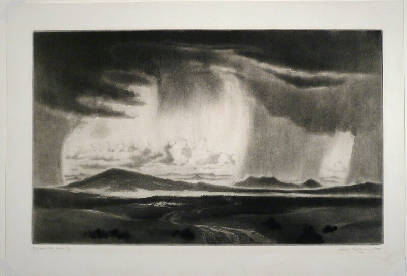 Gene Kloss, ‘RAIN OVER WIDE LANDS’, 1960, Print, Drypoint and Aquatint, Edward T. Pollack Fine Arts