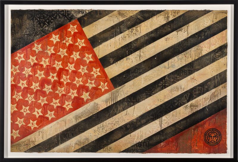Shepard Fairey, ‘Flag’, 2010, Mixed Media, Hand-painted multiple with acrylic, screenprint and collage on paper, Heritage Auctions