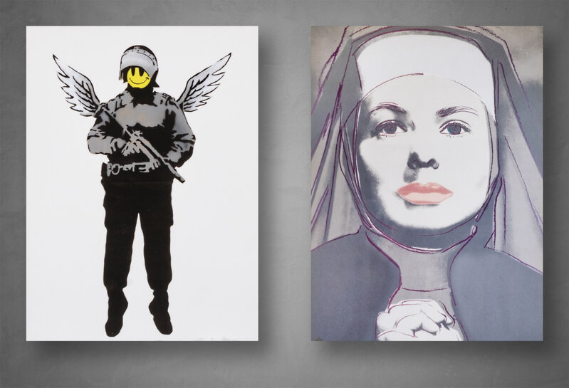 Banksy, ‘Warhol vs Banksy’, 2007, Ephemera or Merchandise, Show cards together with two advertising flyers for The Hospital Pollock FIne Art Exhibition, Tate Ward Auctions