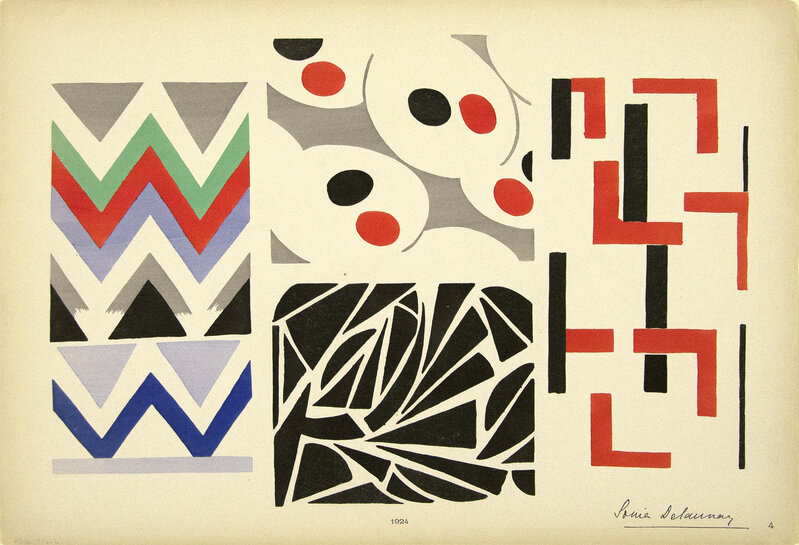 Sonia Delaunay, ‘From "Ses Peintures, Ses Objets" Plate 4’, 1924, Print, Color pochoir on paper, Heather James Fine Art Gallery Auction