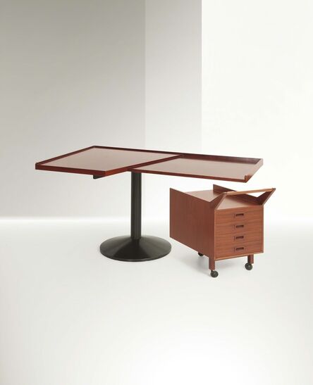 Franco Albini, ‘a mod. 840 Stadera desk with a metal structure and wooden top’, 1950 ca.