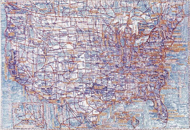 Paula Scher, ‘The United States (White)’, 2007, Print, Hand-pulled silkscreen, Bryce Wolkowitz Gallery