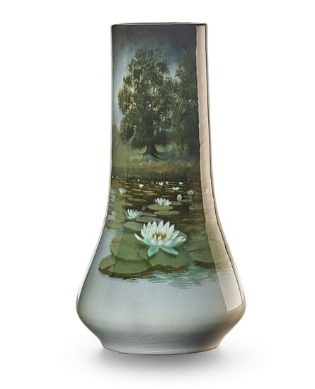 Carl Schmidt, ‘Fine Iris Glaze vase depicting pond with water lilies, Cincinnati, OH’, 1908