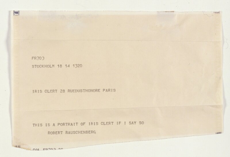 Robert Rauschenberg, ‘This Is a Portrait of Iris Clert If I Say So’, 1961, Drawing, Collage or other Work on Paper, Telegram with envelope, Bowdoin College Museum of Art