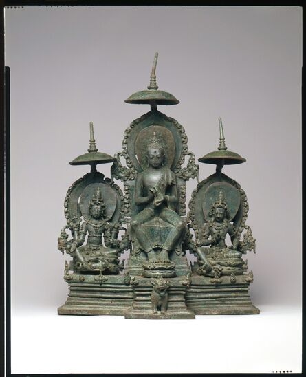 Unknown Indonesian, ‘Enthroned Buddha Attended by the Bodhisattvas Avalokiteshvara and Vajrapani’, second half of the 10th century
