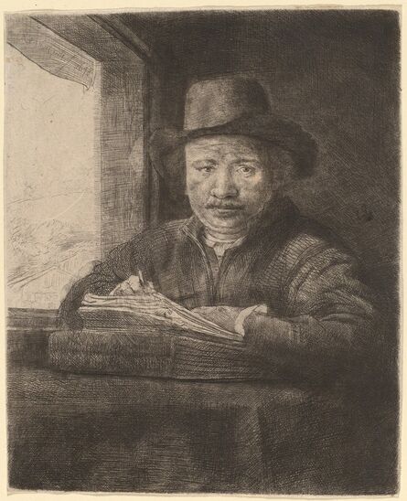Rembrandt van Rijn, ‘Self-Portrait Drawing at a Window’, 1648