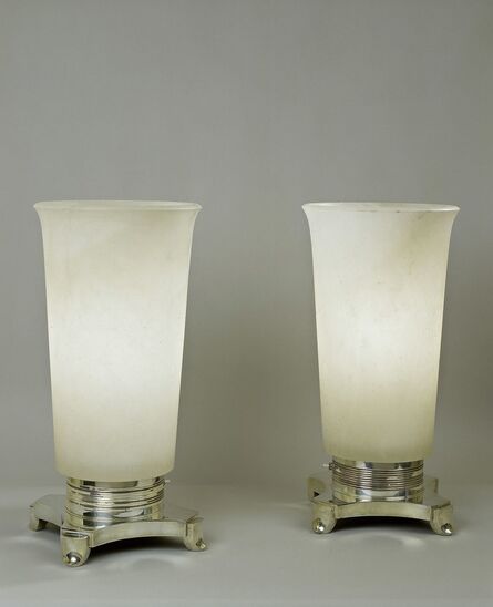 Jacques-Emile Ruhlmann, ‘Pair of alabaster and bronze lamps’, ca. 1928