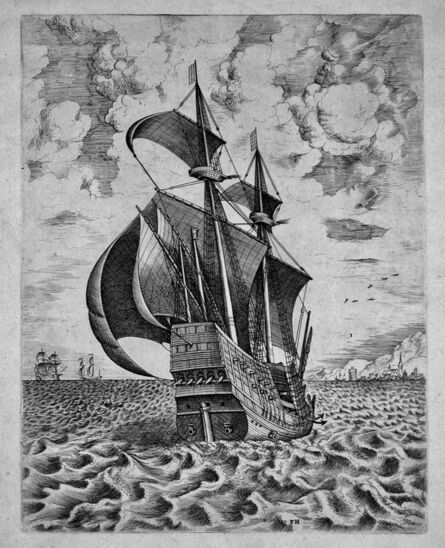 After Pieter Bruegel the Elder, ‘Armed Four-Master Sailing Towards a Port from The Sailing Vessels’, 1561-1565
